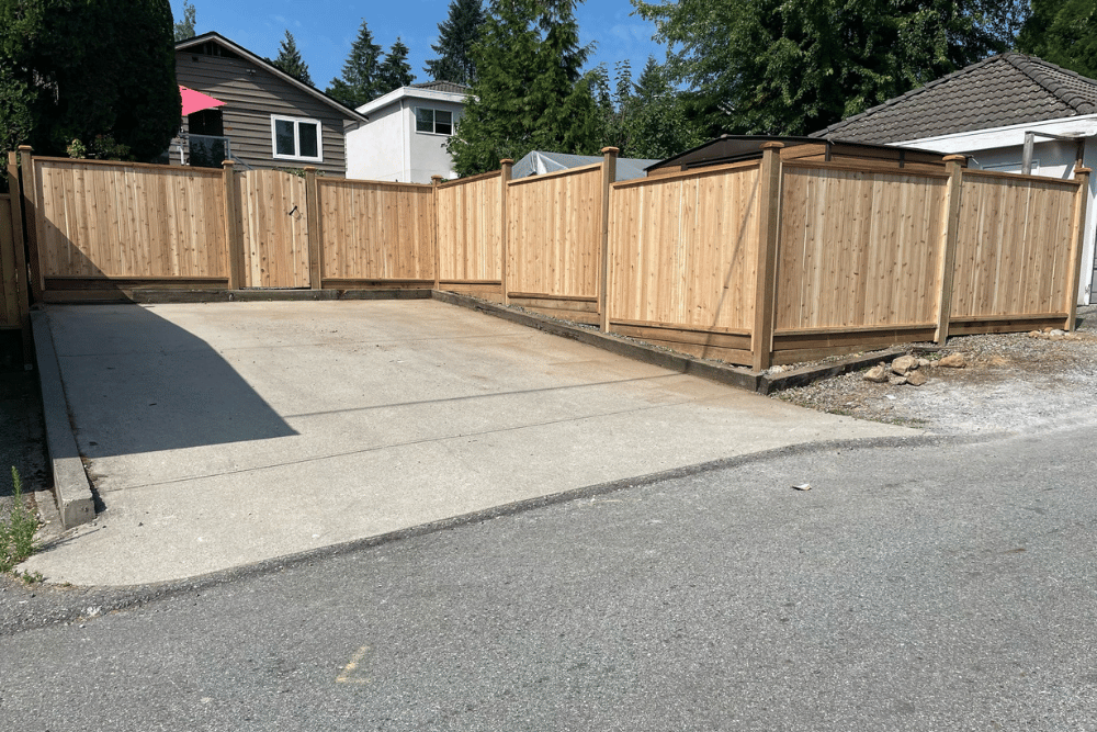 Cedar privacy fence installed by expert fence contractors in Abbotsford driveway